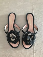 CHANEL SLIPPER DONNA N. 39 italiano COLORE NERO IN TESSUTO FIORE APPLICATO