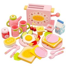 Set tostapane pop-up in legno da giardino madre finto colazione giocattolo Gi...