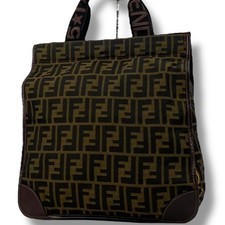 Borsa tote vintage FENDI Zucchino tela pelle marrone donna autentica dal Giappone