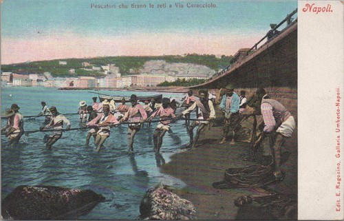 Cartolina pescatori che tirano - pescatori,
