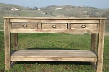 Mobile Bancone Misto Legno Di Recupero Tre Cassetti maniglie Dorate