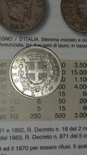 REGNO D' ITALIA VITTORIO EMANUELE II 1 LIRA STEMMA 1863 TORINO NC  ARGENTO 