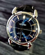 Raro orologio meccanico uomo svizzero Roamer Brevete blu scoppio revisionato funziona perfettamente