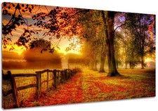 Quadro Moderno Arredamento Paesaggio Natura Rosso tre misure Stampa Tela Telaio