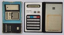Sharp EL-8036 (EL-8036A) Calcolatrice vintage in scatola con custodia e manuale - FUNZIONANTE!