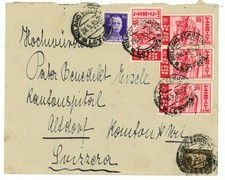 REGNO D' ITALIA BUSTA AFFRANCATA CON 4 LITTORIALI DA 20 CENT.