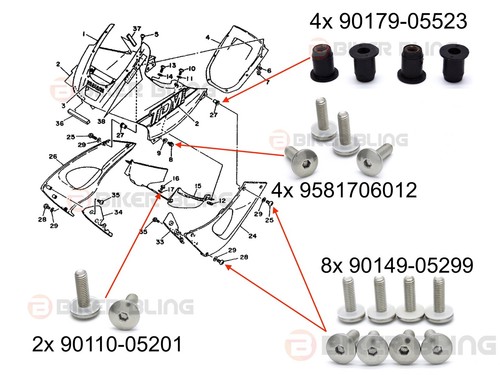 Kit bulloni carena lato - kit,