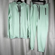 NUOVO! Riflessi 2 pezzi tuta uomo XXXL verde menta con cappuccio e zip alla caviglia conica