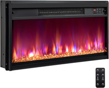 Camino Elettrico 1500W, Caminetto Elettrico Con Effetto Fiamma LED a 12 Colori, 