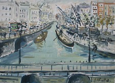 Giuseppe VIOLA (Milano 1933-2010) NAVIGLIO di MILANO Olio su tela 50x70 anno2000