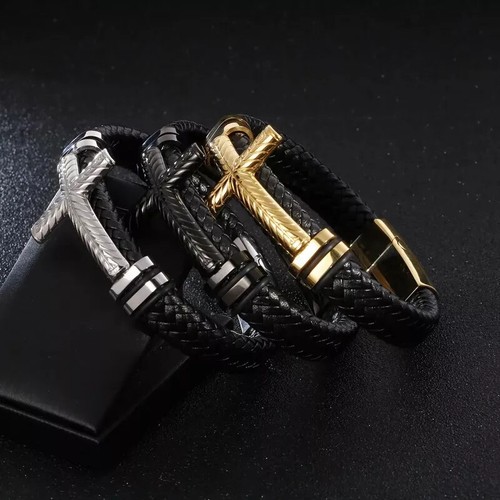 Bracciale uomo pelle - bracciale, sintetica