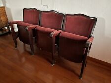 SET 3 SEDIE CINEMA VINTAGE IN VELLUTO ROSSO