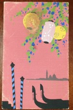 Cartolina ill Meschini Venezia gondole Art deco' Art nouveau lampade cinesi