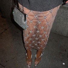 Gonna midi zara nuda - midi, ricamata