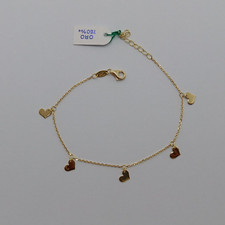 BRACCIALE DA DONNA A MAGLIA CON CUORI PENDENT IN ORO GIALLO 18KT 1,85 GR. (7901)
