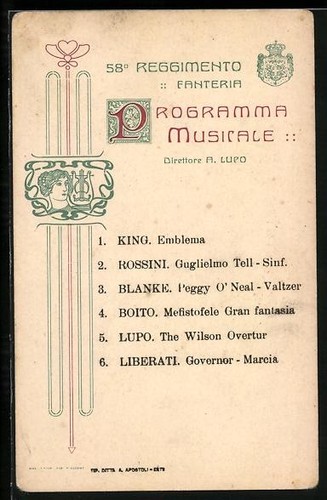 Cartolina programma musicale - cartolina,