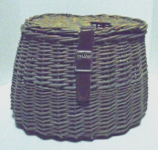 Trota Creel da Pesca Vintage Vecchia Cabina Fiume Lago Pesce Tessuto Salice Cesto LEGGI