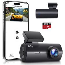 【Nuova Versione】GKU Dash Cam Auto 4K con Scheda SD 64G, WiFi Dashcam Auto 170° G