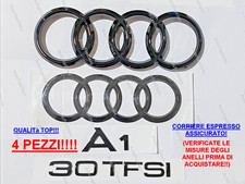 Kit 4 Stemmi A1 GB Loghi Anelli Anteriore e Post. + 30 TFSI NERO LUC. DAL 2018
