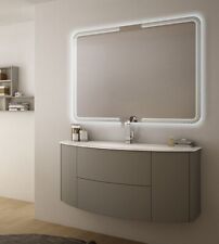 Mobile bagno sospeso Eden grigio talpa, cm 120, solo base e lavabo in vetro