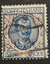 POSTE ITALIANE - FRANCOBOLLO-  5 LIRE - REGNO - RARO -)
