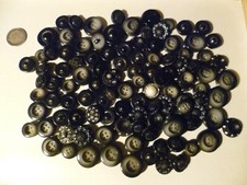 LOTTO 100 BOTTONI NERO RESINE ANNI 70 VINTAGE FONDO MAGAZZINO
