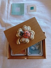 THUN Cofanetto Custodia In Legno Porta Carte Da Gioco con Coccinella come nuovo