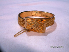 Vintage Corona Trifari Color Oro By-Pass Design Bracciale Braccialetto