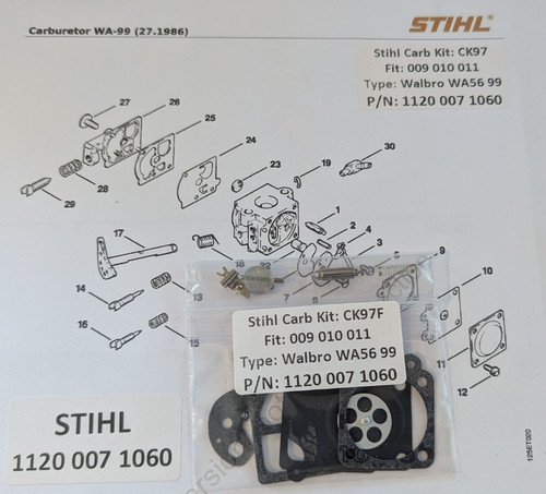 Kit carburatore stihl 009 - 009, 010