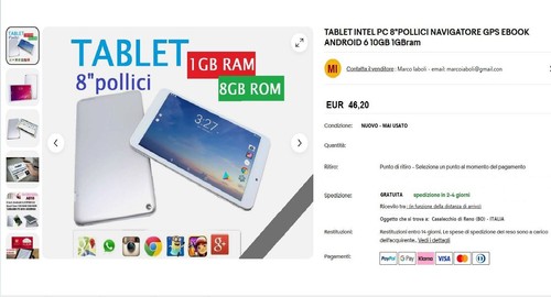Tablet intel pollici - tablet, 8"pollici