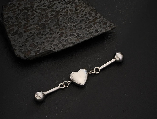 Orecchini 14g 38mm cuore - orecchini,