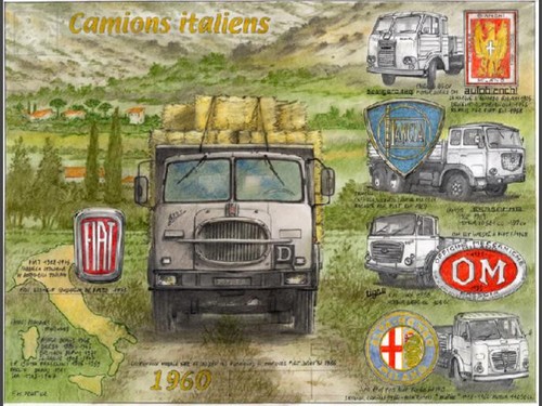 Poster camion rétro italien - camion,