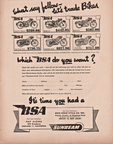 1951 bsa bantam gold star - gold,