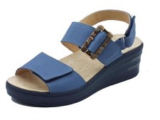Melluso 019227 Jeans Sandali confort per Donna in scamosciato Blu con zeppa medi