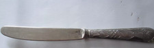 Coltello posata argento antico anni 800 per arredo 18cm manico decorato vintage
