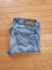 Replay Jeans Uomo 28 30x30 Blu Grover Slim Fit Denim Grunge Biker Hipster 