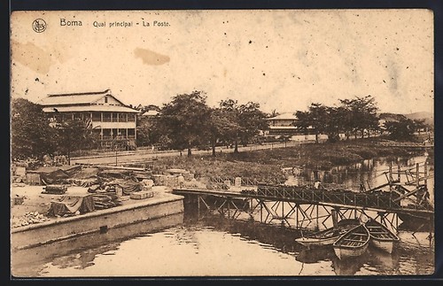 Cpa boma quai principal la - boma,,