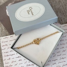 Bracciale Christian Dior CD Logo Cuore Tono Oro Vintage Donna Ottimo Autentico