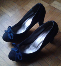 DECOLTE' DONNA Scamosciato Bicolore Nero e Blu Misura: 39