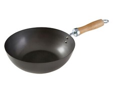 Padella WOK Antiaderente con Manico in Legno - Acciaio Inox, Bambù - Diam. 24 cm