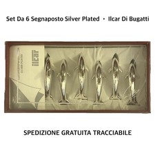 6 SEGNAPOSTO Firmati Bugatti / Ilcar • Silver Plate Anni '60 "Delfini" • Vintage