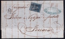 L067 TOSCANA – 6 cr. ardesia su grigio n. 7 su lettera da Livorno 29.10.55