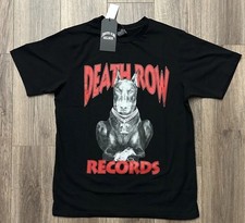 T-shirt uomo grande Death Row Records Doberman cane logo maglietta nuova con etichette nera