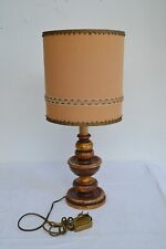 VECCHIA LAMPADA DA TAVOLO CON BASE IN LEGNO DORATO