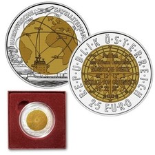 AUSTRIA 25 EURO 2006 "NAVIGAZIONE SATELLITARE EUROPEA: GALILEO " Argento-Niobio