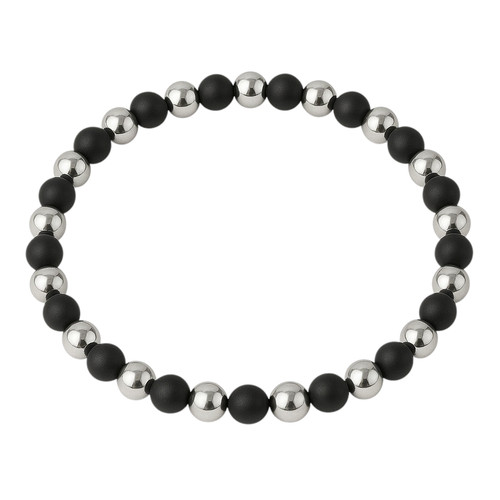 Bracciale con perle nero opaco - bracciale,