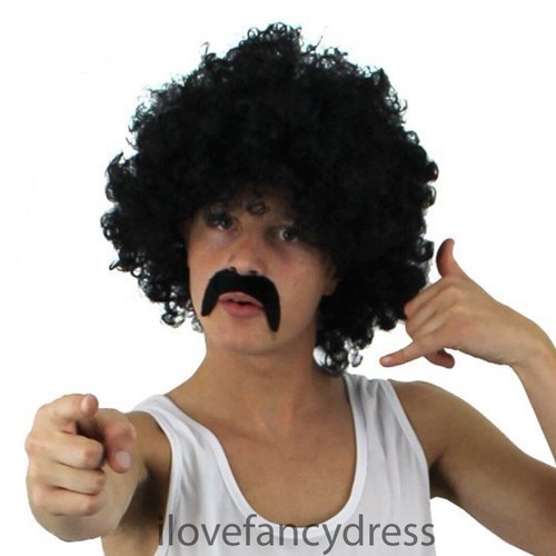 Curly black afro - black, wig