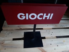 cartello autostabile in legno e metallo segnalatore prodotto. Scritte varie