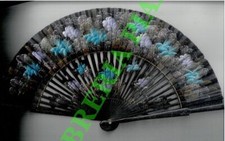 Ventaglio cinese in legno e tessuto, disegno floreale