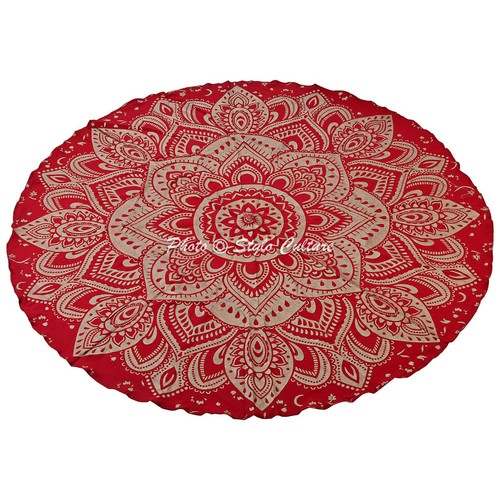 Tovaglia rotonda etnica rossa